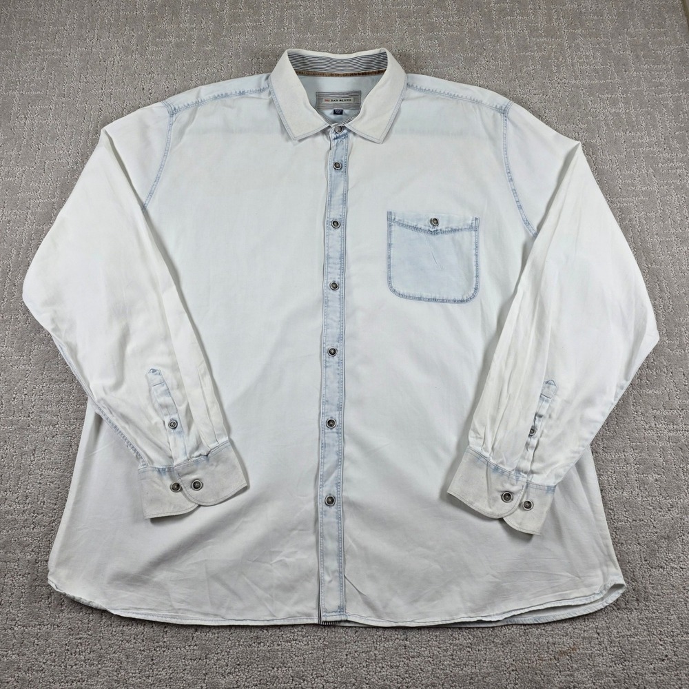32 Bar Blues Mens XXXL Light Wash Blue Denim Button Down Long Sleeve Shirt